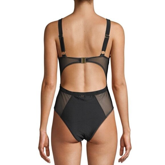 NWT  XOXO  Lace Up Corset Raspberry Pink One Piece Swimsuit Medium - Picture 2 of 4